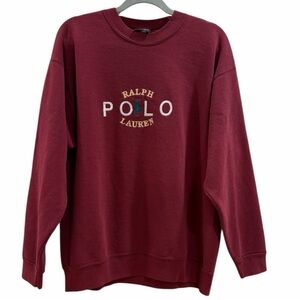 Rare Vtg Polo Ralph Lauren Crest Sweatshirt XL Burgundy Made in USA Size XL